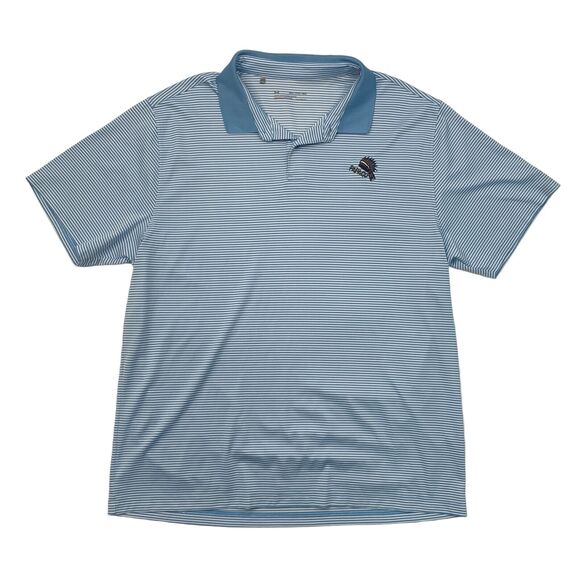 Under Armour Shirt Men 2XL XXL Blue/White Striped HeatGear Performance Golf Polo - Picture 1 of 11